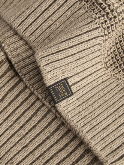 Jack & Jones Ethan High Neck Knit Pullover Crockery - Trøjer og hættetrøjer - Trøjer og Hættetrøjer i store størrelser - 2XL-14XL