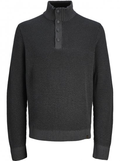 Jack & Jones Ethan High Neck Knit Pullover Black - Trøjer og hættetrøjer - Trøjer og Hættetrøjer i store størrelser - 2XL-14XL