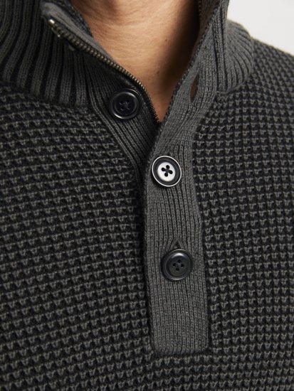 Jack & Jones Ethan High Neck Knit Pullover Black - Trøjer og hættetrøjer - Trøjer og Hættetrøjer i store størrelser - 2XL-14XL