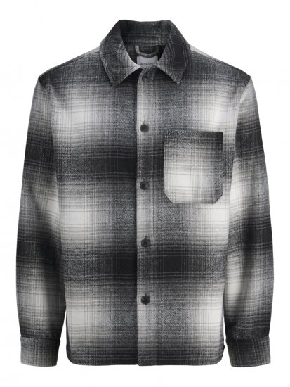 Jack & Jones Zac Long Sleeve Heavy Brush Overshirt Black - Skjorter - Skjorter til store mænd 2XL- 8XL