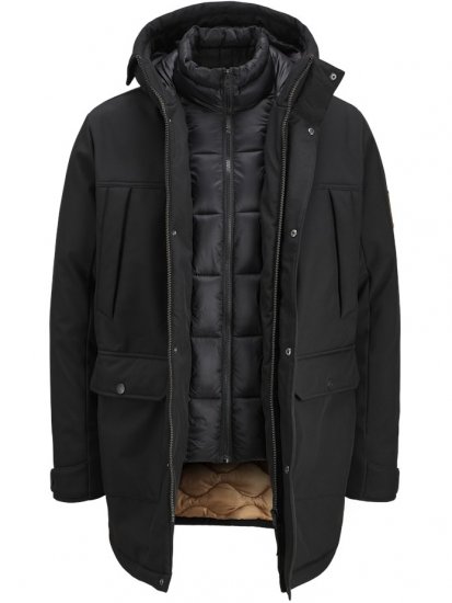 Jack & Jones Finn Softshell Parka Black - Jakker - Jakker i store størrelser, 2XL- 12XL