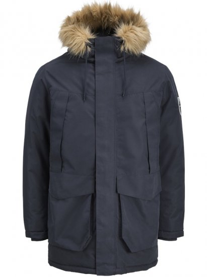 Jack & Jones Camp Faux Fur Parka Dark Navy - Jakker - Jakker i store størrelser, 2XL- 12XL