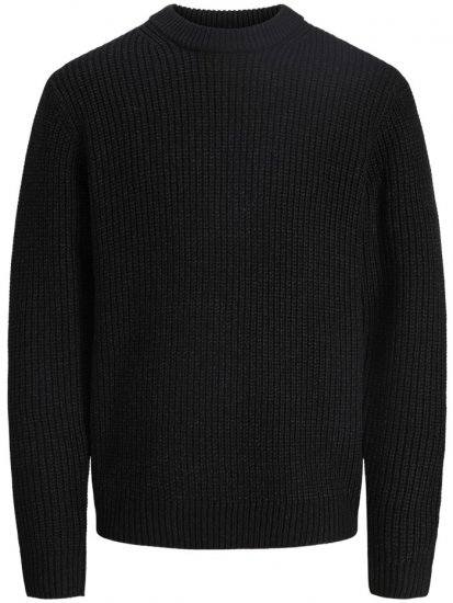 Jack & Jones Bleecker Crew Neck Knitted Sweater Black - Trøjer og hættetrøjer - Trøjer og Hættetrøjer i store størrelser - 2XL-14XL