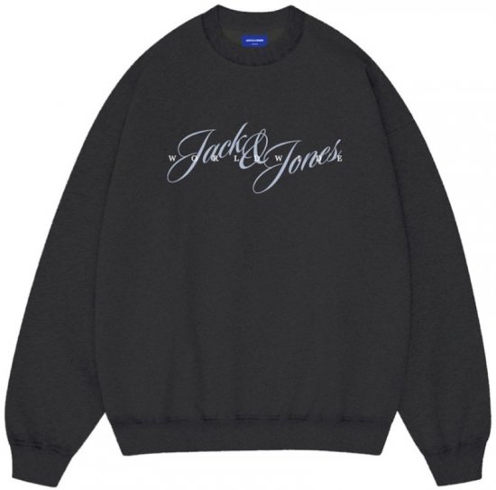 Jack & Jones Wood Crew Neck Sweatshirt Black - Trøjer og hættetrøjer - Trøjer og Hættetrøjer i store størrelser - 2XL-14XL