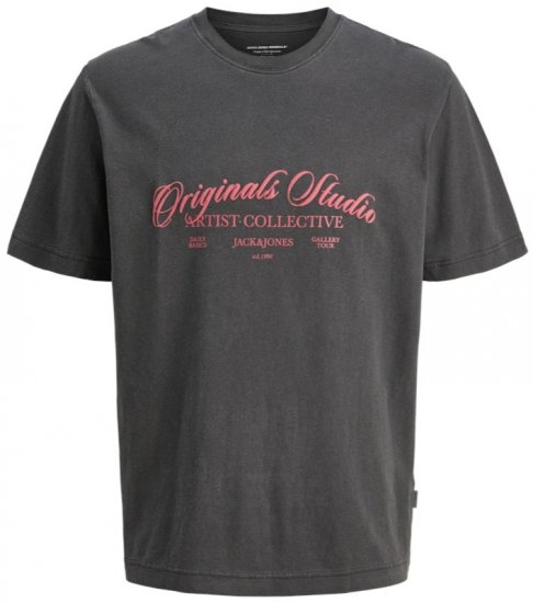 Jack & Jones Wood Wash Crew Neck T-Shirt Black - T-shirts - T-shirts i store størrelser - 2XL-14XL