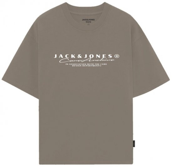 Jack & Jones Point Branding Crew Neck T-Shirt Desert Taupe - T-shirts - T-shirts i store størrelser - 2XL-14XL