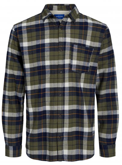 Jack & Jones JOROWEN CHECK COMFORT Shirt Olive - Skjorter - Skjorter til store mænd 2XL- 8XL