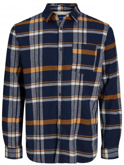 Jack & Jones JOROWEN CHECK COMFORT Shirt Navy - Skjorter - Skjorter til store mænd 2XL- 8XL