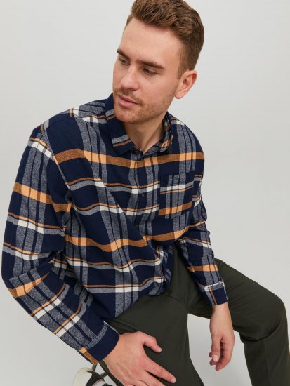 Jack & Jones JOROWEN CHECK COMFORT Shirt Navy - Skjorter - Skjorter til store mænd 2XL- 8XL
