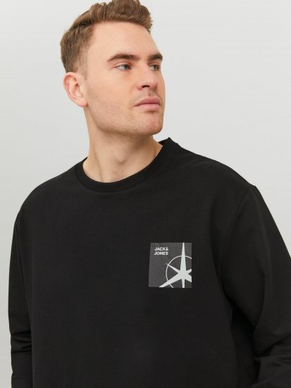 Jack & Jones JCOFILO Crew Neck Sweater with Back Print Black - Trøjer og hættetrøjer - Trøjer og Hættetrøjer i store størrelser - 2XL-14XL