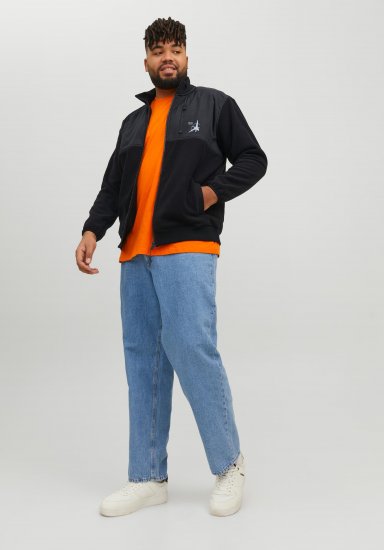 Jack & Jones JCOFILO POLARFLEECE with Zipper Black - Trøjer og hættetrøjer - Trøjer og Hættetrøjer i store størrelser - 2XL-14XL