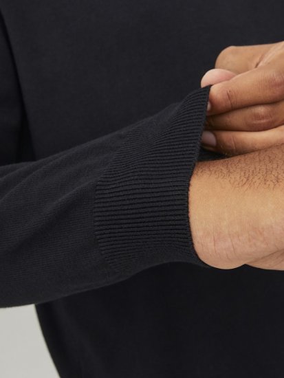 Jack & Jones BASIC Knitted Sweater Black - Trøjer og hættetrøjer - Trøjer og Hættetrøjer i store størrelser - 2XL-14XL