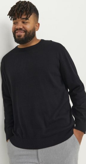 Jack & Jones BASIC Knitted Sweater Black - Trøjer og hættetrøjer - Trøjer og Hættetrøjer i store størrelser - 2XL-14XL