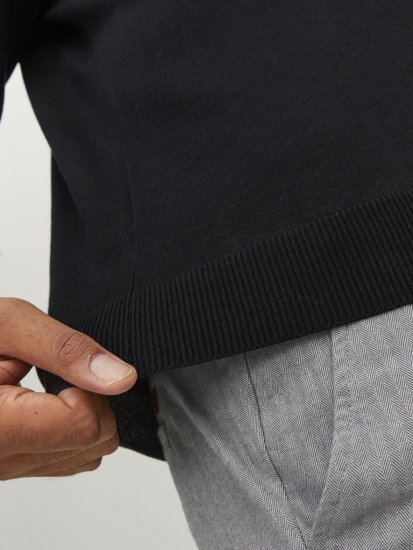 Jack & Jones BASIC Knitted Sweater Black - Trøjer og hættetrøjer - Trøjer og Hættetrøjer i store størrelser - 2XL-14XL