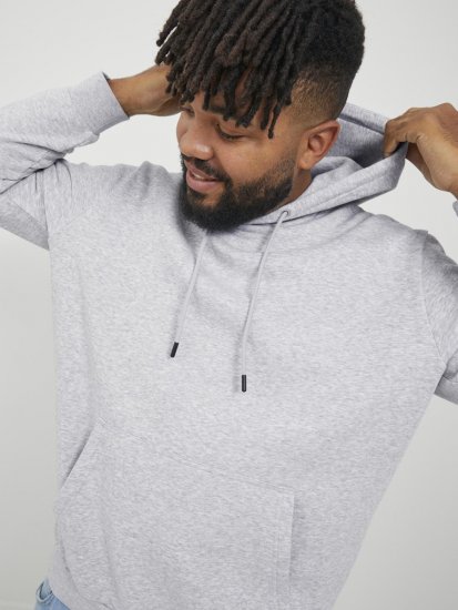 Jack & Jones BRADLEY Hoodie Light Grey Melange - Trøjer og hættetrøjer - Trøjer og Hættetrøjer i store størrelser - 2XL-14XL