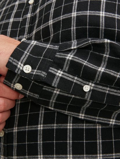Jack & Jones JORCOZY FLANNEL CHECK SHIRT LS Black - Skjorter - Skjorter til store mænd 2XL- 8XL