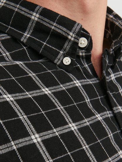Jack & Jones JORCOZY FLANNEL CHECK SHIRT LS Black - Skjorter - Skjorter til store mænd 2XL- 8XL