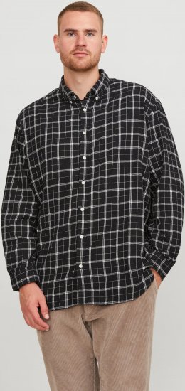 Jack & Jones JORCOZY FLANNEL CHECK SHIRT LS Black - Skjorter - Skjorter til store mænd 2XL- 8XL
