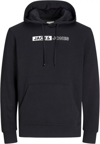 Jack & Jones CORP LOGO PLAY 5 Print Hoodie Black - Trøjer og hættetrøjer - Trøjer og Hættetrøjer i store størrelser - 2XL-14XL