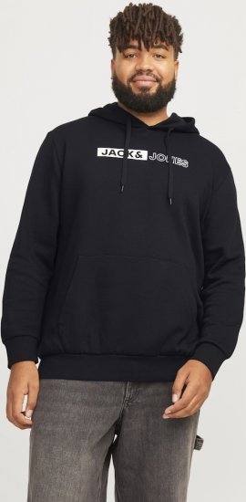 Jack & Jones CORP LOGO PLAY 5 Print Hoodie Black - Trøjer og hættetrøjer - Trøjer og Hættetrøjer i store størrelser - 2XL-14XL