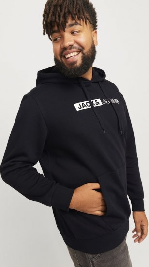 Jack & Jones CORP LOGO PLAY 5 Print Hoodie Black - Trøjer og hættetrøjer - Trøjer og Hættetrøjer i store størrelser - 2XL-14XL