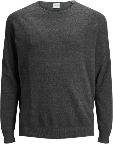 Jack & Jones HILL Knitted Sweater Dark Grey Melange - Trøjer og hættetrøjer - Trøjer og Hættetrøjer i store størrelser - 2XL-14XL
