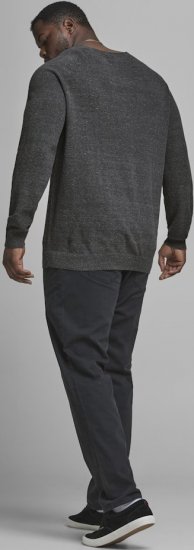 Jack & Jones HILL Knitted Sweater Dark Grey Melange - Trøjer og hættetrøjer - Trøjer og Hættetrøjer i store størrelser - 2XL-14XL