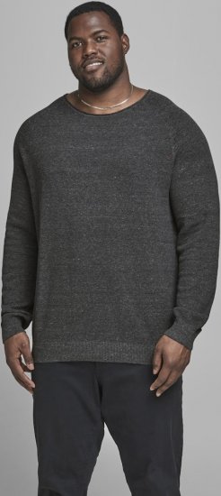 Jack & Jones HILL Knitted Sweater Dark Grey Melange - Trøjer og hættetrøjer - Trøjer og Hættetrøjer i store størrelser - 2XL-14XL