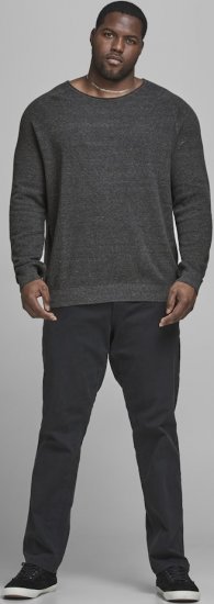 Jack & Jones HILL Knitted Sweater Dark Grey Melange - Trøjer og hættetrøjer - Trøjer og Hættetrøjer i store størrelser - 2XL-14XL