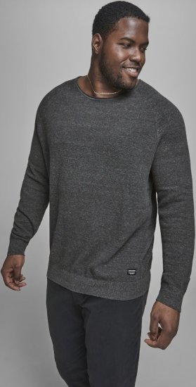 Jack & Jones HILL Knitted Sweater Dark Grey Melange - Trøjer og hættetrøjer - Trøjer og Hættetrøjer i store størrelser - 2XL-14XL