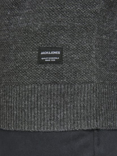 Jack & Jones HILL Knitted Sweater Dark Grey Melange - Trøjer og hættetrøjer - Trøjer og Hættetrøjer i store størrelser - 2XL-14XL