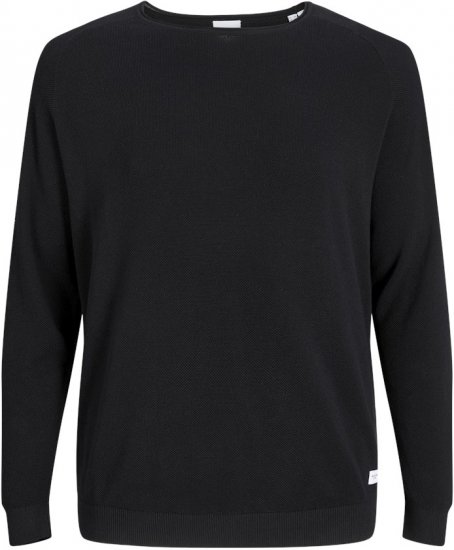 Jack & Jones HILL Knitted Sweater Black - Trøjer og hættetrøjer - Trøjer og Hættetrøjer i store størrelser - 2XL-14XL