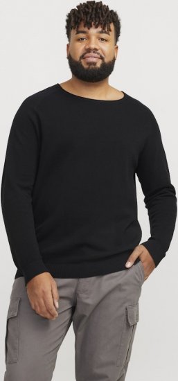 Jack & Jones HILL Knitted Sweater Black - Trøjer og hættetrøjer - Trøjer og Hættetrøjer i store størrelser - 2XL-14XL