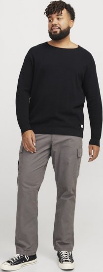 Jack & Jones HILL Knitted Sweater Black - Trøjer og hættetrøjer - Trøjer og Hættetrøjer i store størrelser - 2XL-14XL