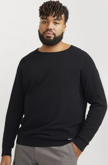 Jack & Jones HILL Knitted Sweater Black - Trøjer og hættetrøjer - Trøjer og Hættetrøjer i store størrelser - 2XL-14XL