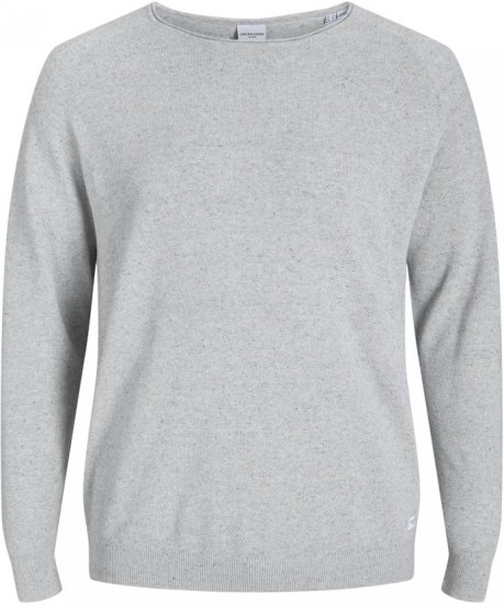 Jack & Jones HILL Knitted Sweater Light Grey Melange - Trøjer og hættetrøjer - Trøjer og Hættetrøjer i store størrelser - 2XL-14XL