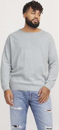 Jack & Jones HILL Knitted Sweater Light Grey Melange - Trøjer og hættetrøjer - Trøjer og Hættetrøjer i store størrelser - 2XL-14XL