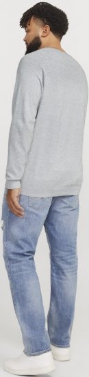 Jack & Jones HILL Knitted Sweater Light Grey Melange - Trøjer og hættetrøjer - Trøjer og Hættetrøjer i store størrelser - 2XL-14XL