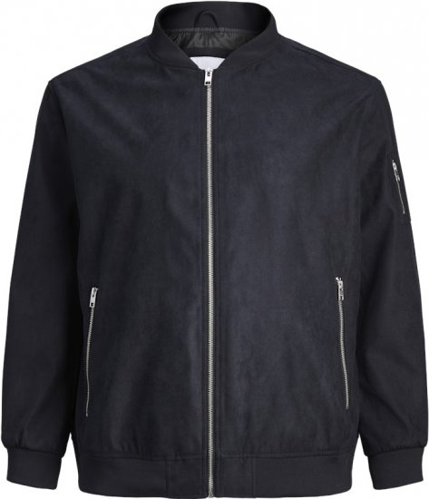 Jack & Jones ROCKY Faux Suede Bomber Jacket Jet Black - Jakker - Jakker i store størrelser, 2XL- 12XL