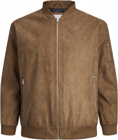 Jack & Jones ROCKY Faux Suede Bomber Jacket Brown - Jakker - Jakker i store størrelser, 2XL- 12XL
