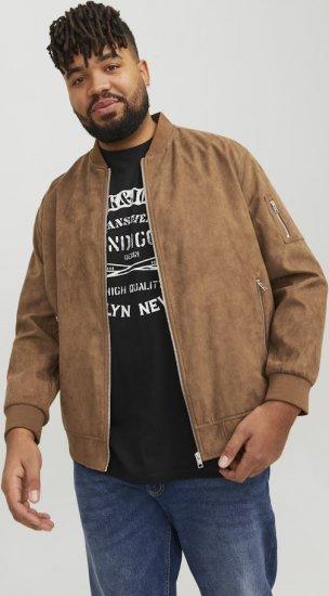 Jack & Jones ROCKY Faux Suede Bomber Jacket Brown - Jakker - Jakker i store størrelser, 2XL- 12XL