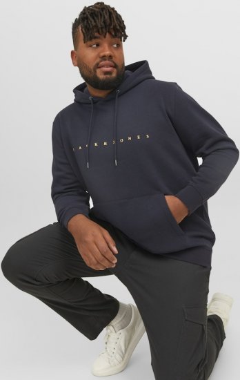 Jack & Jones STAR Hoodie Dark Navy - Trøjer og hættetrøjer - Trøjer og Hættetrøjer i store størrelser - 2XL-14XL