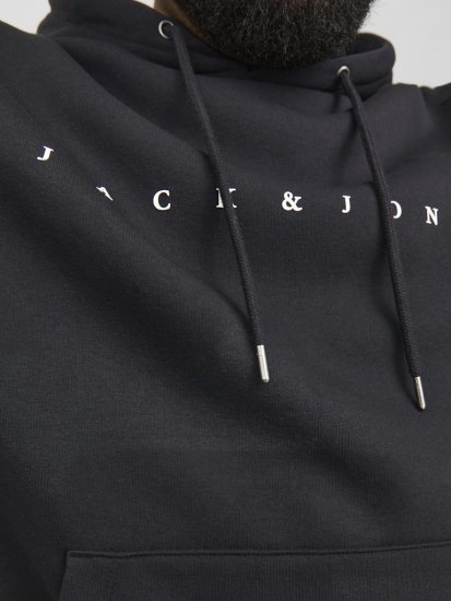 Jack & Jones STAR Hoodie Black - Trøjer og hættetrøjer - Trøjer og Hættetrøjer i store størrelser - 2XL-14XL