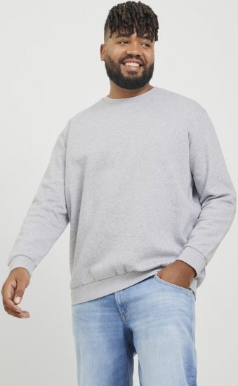 Jack & Jones BRADLEY Sweatshirt Light Grey Melange - Trøjer og hættetrøjer - Trøjer og Hættetrøjer i store størrelser - 2XL-14XL