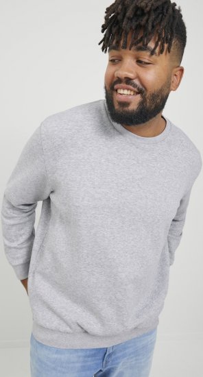 Jack & Jones BRADLEY Sweatshirt Light Grey Melange - Trøjer og hættetrøjer - Trøjer og Hættetrøjer i store størrelser - 2XL-14XL