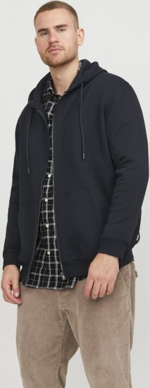Jack & Jones BRADLEY Zip Hoodi Black - Trøjer og hættetrøjer - Trøjer og Hættetrøjer i store størrelser - 2XL-14XL