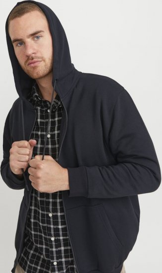 Jack & Jones BRADLEY Zip Hoodi Black - Trøjer og hættetrøjer - Trøjer og Hættetrøjer i store størrelser - 2XL-14XL