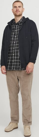 Jack & Jones BRADLEY Zip Hoodi Black - Trøjer og hættetrøjer - Trøjer og Hættetrøjer i store størrelser - 2XL-14XL
