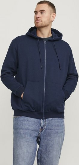 Jack & Jones BRADLEY Zip Hoodie Navy Blazer - Trøjer og hættetrøjer - Trøjer og Hættetrøjer i store størrelser - 2XL-14XL