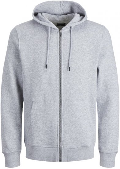 Jack & Jones BRADLEY Zip Hoodie Light Grey Melange - Trøjer og hættetrøjer - Trøjer og Hættetrøjer i store størrelser - 2XL-14XL